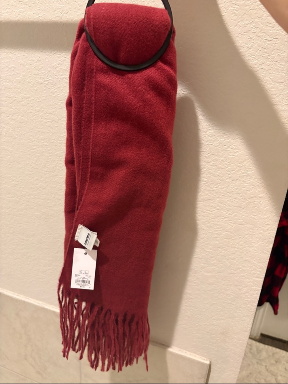 FREE in bundle Sonoma cranberry Red Fringe Scarf NWT